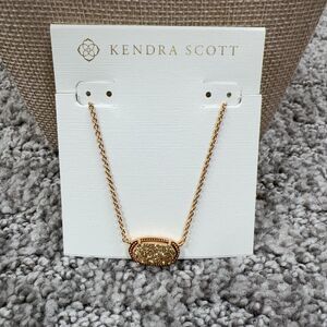 Kendra Scott Elisa Elisa Necklace Gold Tone Drusy Pendant Women Jewelry Signed